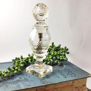 ANTIQUE Victorian Cut Glass Crystal Cayenne Spice Bottle with Gold Spoon Spice J